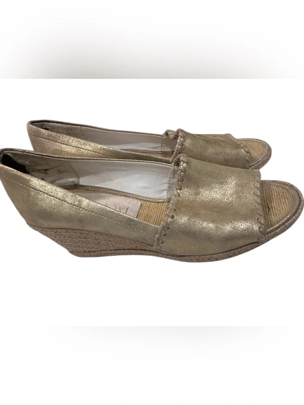 Jack Rogers Palmer Espadrilles Wedge Shoes Country Club Prep Gold Leather Size 8